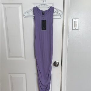 SHEIN Lavender Ribbed Midi Dress